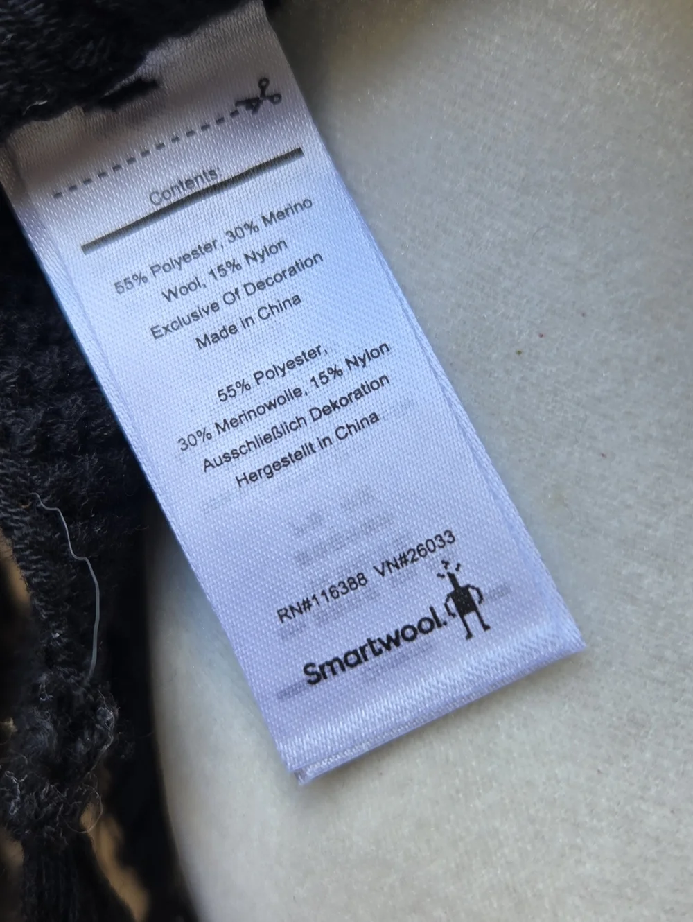 Smartwool Wool Blend Black Knit Fringe Scarf with Accent Stripe
